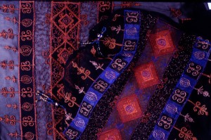 machine embroidered edge of chiffon scarf